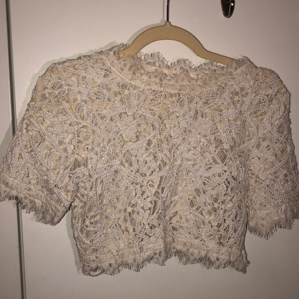 White Beaded Crop Top